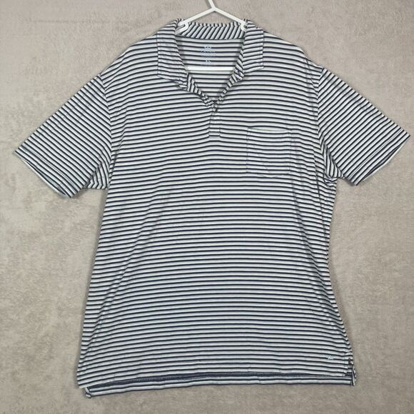 Peter Millar Contemporary Fit Golf Polo Seaside Wash Size‎ Large White Striped - Picture 1 of 5